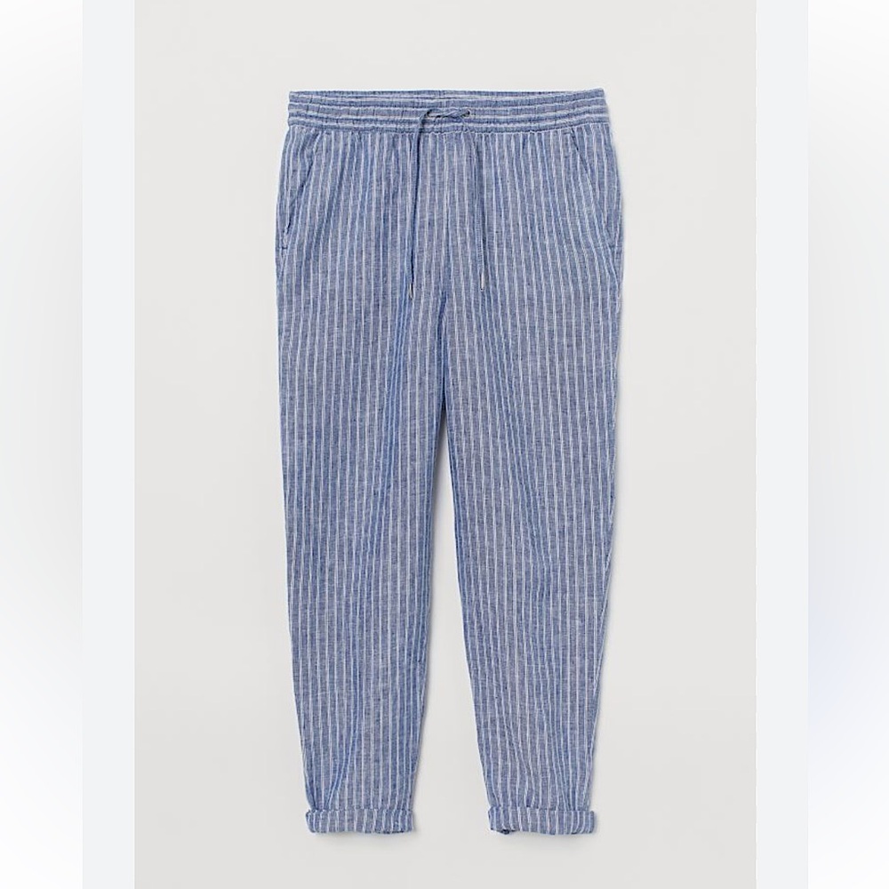 H&M | Pinstripe linen joggers